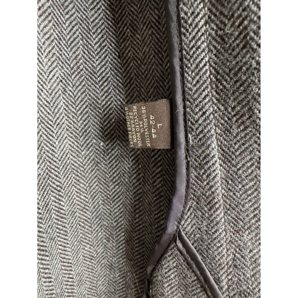 Tasso Elba Mens Herringbone Tweed Safari Sports Coat Blazer Grey Brown 3 Button - Picture 8 of 13